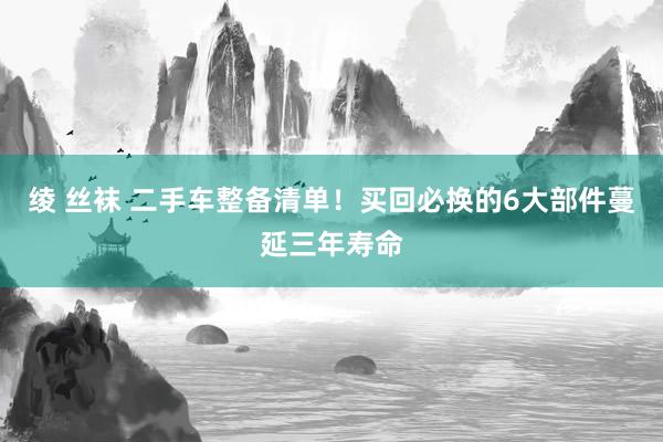 绫 丝袜 二手车整备清单！买回必换的6大部件蔓延三年寿命