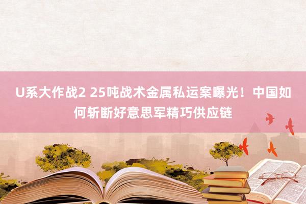 U系大作战2 25吨战术金属私运案曝光！中国如何斩断好意思军精巧供应链