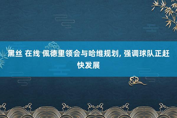黑丝 在线 佩德里领会与哈维规划， 强调球队正赶快发展