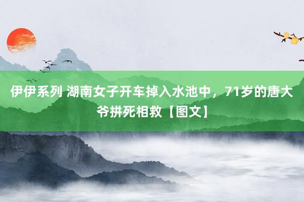 伊伊系列 湖南女子开车掉入水池中，71岁的唐大爷拼死相救【图文】