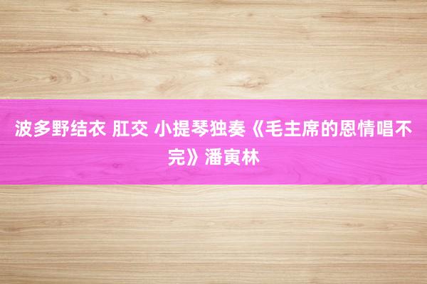 波多野结衣 肛交 小提琴独奏《毛主席的恩情唱不完》潘寅林